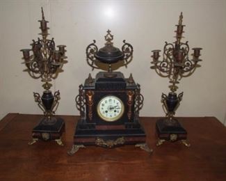 Napoleon III 3 Piece Clock Set