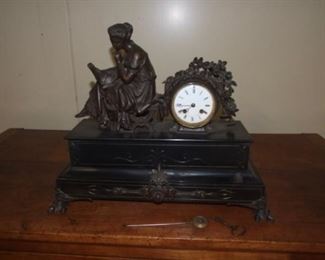 Large Napoleon III Black Marble Clock