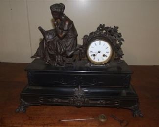 Large Napoleon III Black Marble Clock