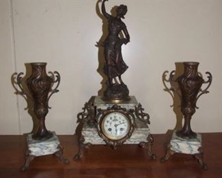 Napoleon III 3 Piece Clock Set