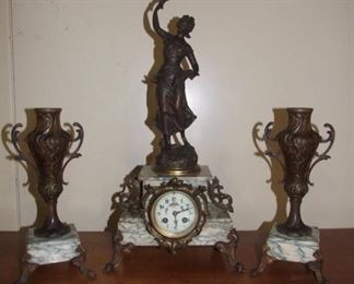 Napoleon III 3 Piece Clock Set