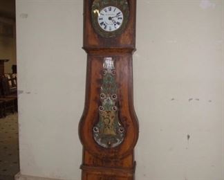 Pine French Banjo Shaped Long Case Clock