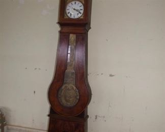 Pine French Banjo Shaped Long Case Clock