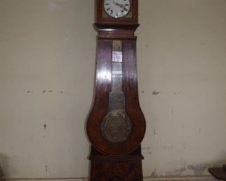 Pine French Banjo Shaped Long Case Clock