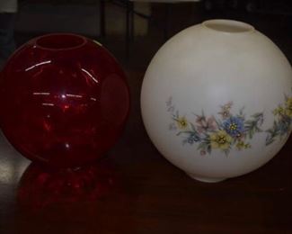 Lamp Shade Globes Red & White Painted
