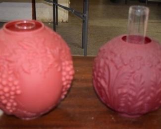 Red Satin Glass Lamp Shades