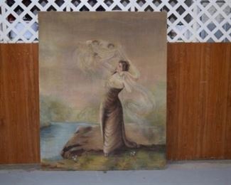 Antique Hand Painted Tapestry