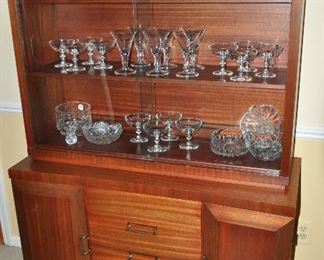 Mid-century modern china cabinet and matching buffet, 42.5”w x 16”d x 62.5”h