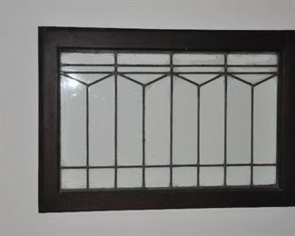 Leaded glass in frame window,  28”w x 19”h