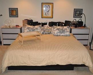 King platform bed with attached headboard, 81"w x 92"d. Also available with a Serta Perfect Sleeper King mattress.
