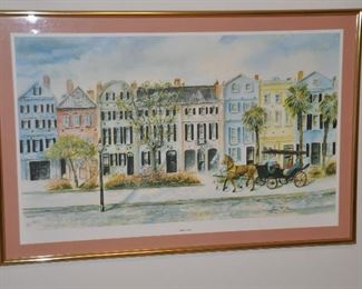 Freda E. Hanna double signed "Rainbow Row, " numbered 661/1000. Limited Edition with COA