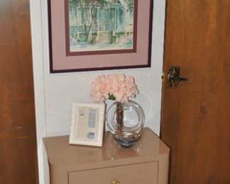 Second available taupe laminate chest/night stand