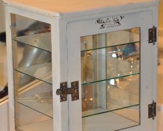 Antique metal and glass apothecary  countertop display case