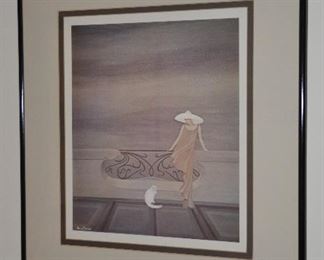 Art Deco style framed print by Annie Retivat “The Gossip”  24" x 30" 