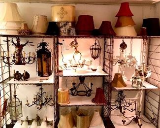 Chandeliers galore. They are mostly vintage and are project or restoration lighting. Wonderful collection of high quality to select from. Also a wide variety of lamps and shades to choose from.