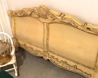 Very heavy carved, queen foot board. Would make a nice one to repurpose!