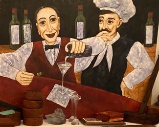 Martinis anyone? Very cool, large original painting!