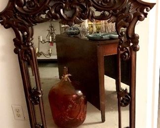 Stunning, large and heavy, solid mahogany, vintage mirror. Extraordinary!