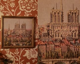 Framed French Tapestry of Paris skyline