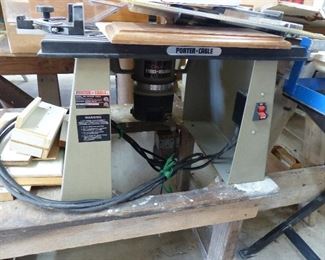 Porter Cable Router, table, miter gauge, work table, with bits used to shape cabinet doors & drawer fronts