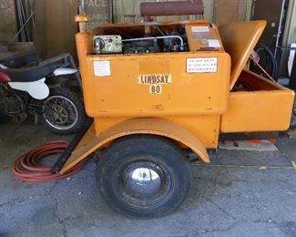 Linsay Air compressor #80, Trailer type Wisconsin Engine, with hammer, chipper, drill bits & 100' hose