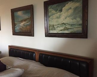 Vintage head board and seascapes