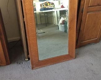 Oak beveled mirror