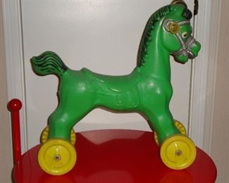 VINTAGE BLOW MOLD RIDE ON PONY