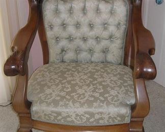 Renaissance Revival Carved Lion Paw Feet Arm Chair