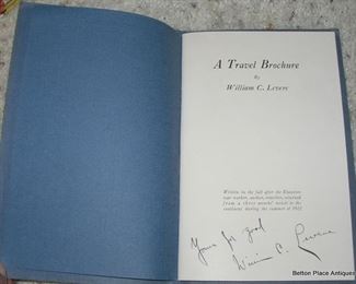 A Travel Brochure by William Levere, this is autographed by Author