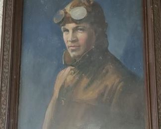Oil on Canvas of WW1 Airmen killed in Duty, writing on bottom in next photo