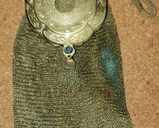 The Gold Plated Mesh Purse pre 1900 from the front, it is marked with signature.