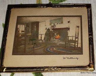 Very tiny 5 inch Wallace Nutting Colored Print.