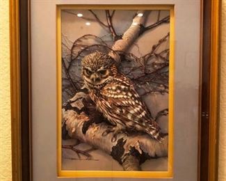 Gorgeous 3-D owl with real feathers