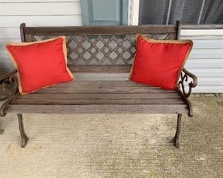 Outdoor wood and iron bench