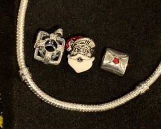 Beautiful high quality Christmas charms with 925 sterling adjustable bracelet