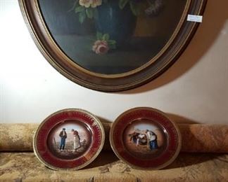 Goya tapestry, floral painting, Millet plates