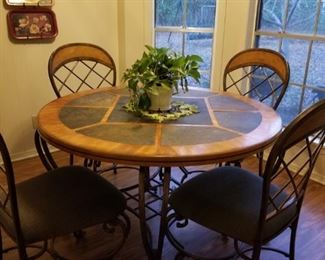 HEAVY metal and stone kitchen table and chairs
