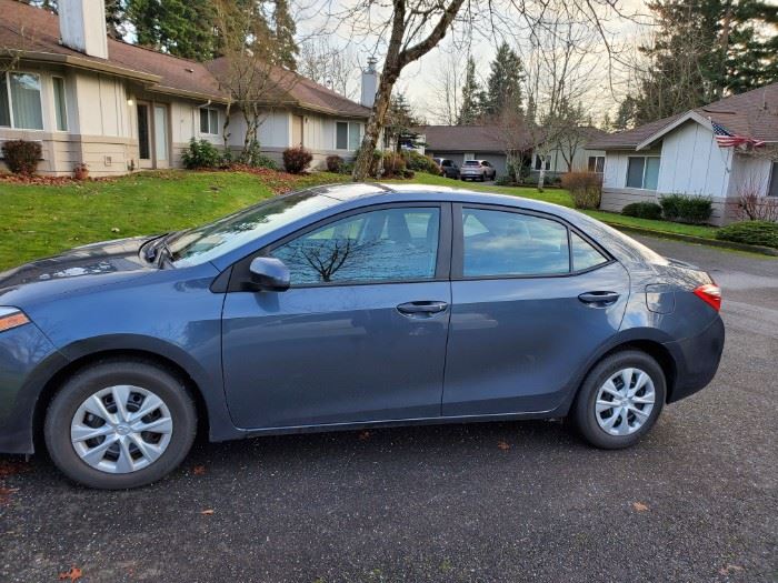 2014 Toyota Corolla, 4 door sedan.  Low miles-only 18,873, slate grey with light grey interior.  No exterior damage, vehicle is in excellent condition