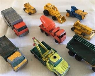 Lot of 11 Lesney England Matchbox Trucks and trailers