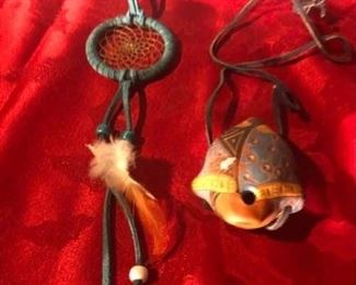 Native American whistle and dream catcher