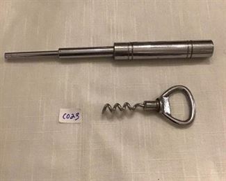 Pump metal corkscrew with cork remover