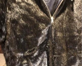 Reversible faux fur car coat
