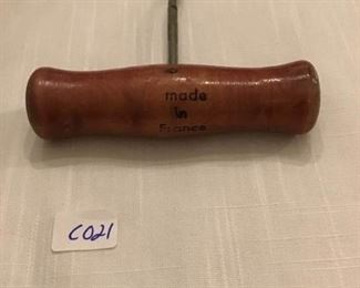 Simple wood handle corkscrew
