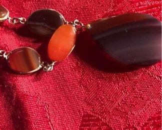 Vintage agate and silver necklace