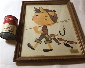 Mid Century Lyons Woodcut Print and Novelty Campbell's Can https://ctbids.com/#!/description/share/295864