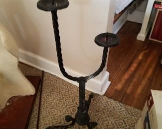 Wrought Iron, two candlestick holder