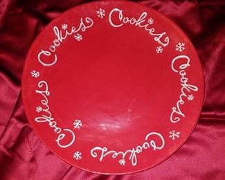 Heavy Ceramic, red cookie plate.