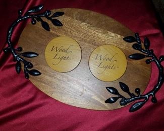 Wood Serving Tray with two coasters