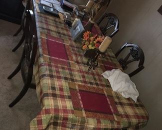Dining room table & 6 Chairs
Beautiful legs!
With leaf in, it measures: 90” long x 41” across x 30” tall
Leaf alone measures: 18”
Chair measurements: 41” tall to back x 18” tall to seat x 18” deep x 21” across.